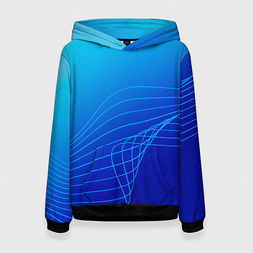 Женская толстовка Синий градиент полосы / 3D-Черный – фото 1