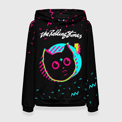 Толстовка-худи женская Rolling Stones - rock star cat, цвет: 3D-черный