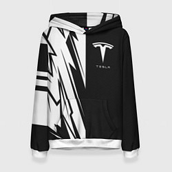 Толстовка-худи женская Tesla - carbon texture, цвет: 3D-белый