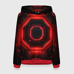 Толстовка-худи женская Nvidia style black and red neon, цвет: 3D-красный