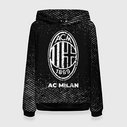 Толстовка-худи женская AC Milan с потертостями на темном фоне, цвет: 3D-черный