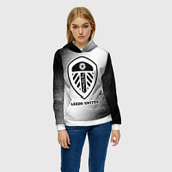 Толстовка-худи женская Leeds United sport на светлом фоне, цвет: 3D-белый — фото 2