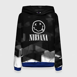 Толстовка-худи женская Nirvana текстура рок, цвет: 3D-синий