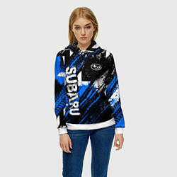 Толстовка-худи женская Subaru - sport style, цвет: 3D-белый — фото 2