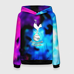 Толстовка-худи женская Тоттенхэм фк неоновый огонь, цвет: 3D-черный