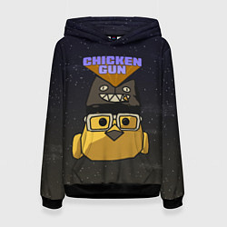 Толстовка-худи женская Chicken gun space, цвет: 3D-черный