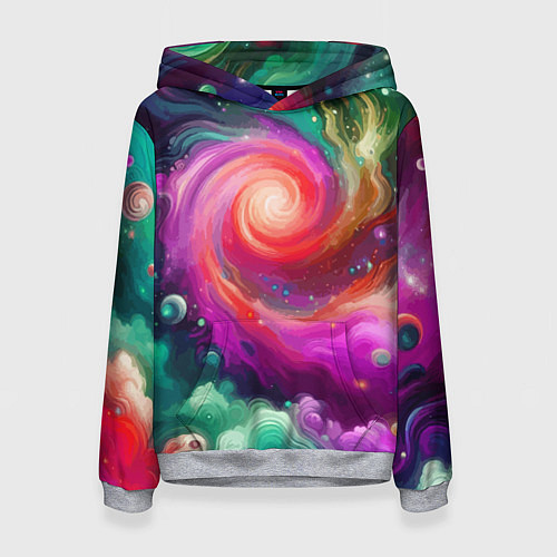 Женская толстовка Космическая неоновая фантазия - нейросеть / 3D-Меланж – фото 1