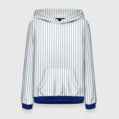 Женская толстовка Белый в голубую тонкую полоску / 3D-Синий – фото 1