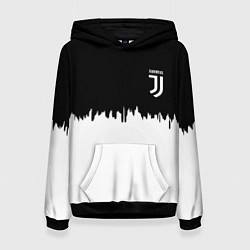 Толстовка-худи женская Juventus белый огонь текстура, цвет: 3D-черный