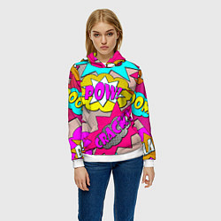 Толстовка-худи женская Pop art - pow, цвет: 3D-белый — фото 2