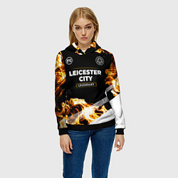 Толстовка-худи женская Leicester City legendary sport fire, цвет: 3D-черный — фото 2
