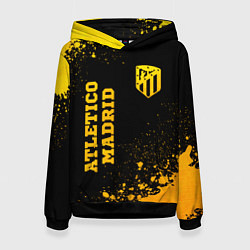 Толстовка-худи женская Atletico Madrid - gold gradient вертикально, цвет: 3D-черный