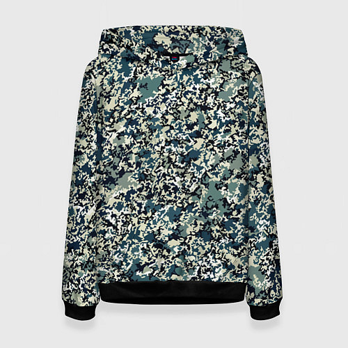 Женская толстовка Бирюзовый хаки абстрактный пааттерн / 3D-Черный – фото 1
