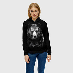 Толстовка-худи женская Медведь с символом, цвет: 3D-черный — фото 2
