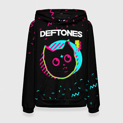 Толстовка-худи женская Deftones - rock star cat, цвет: 3D-черный