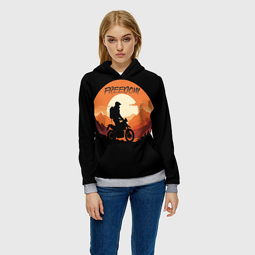 Женская толстовка Мотоцикл - это свобода / 3D-Меланж – фото 3