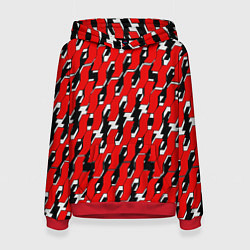 Толстовка-худи женская Техно узор красный, цвет: 3D-красный