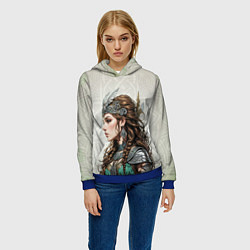 Толстовка-худи женская Скандинавская валькирия, цвет: 3D-синий — фото 2