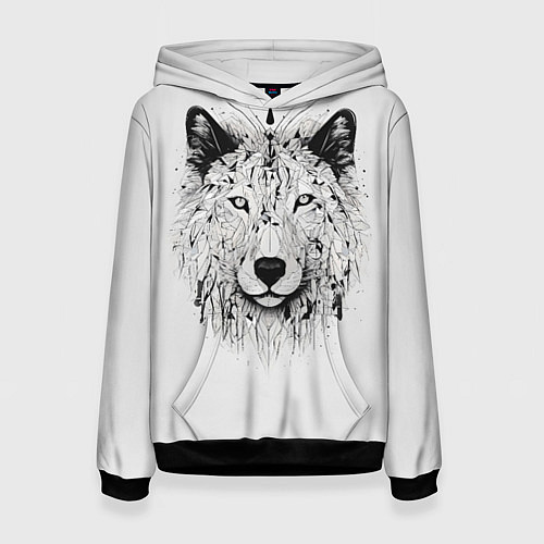 Женская толстовка Фантастический волк / 3D-Черный – фото 1