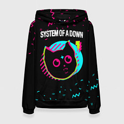 Толстовка-худи женская System of a Down - rock star cat, цвет: 3D-черный