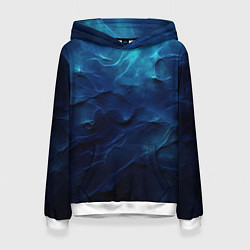 Толстовка-худи женская Абстрактные волны глубины, цвет: 3D-белый