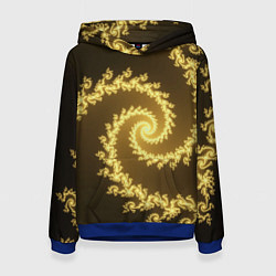 Толстовка-худи женская Желтая спираль фракталов, цвет: 3D-синий