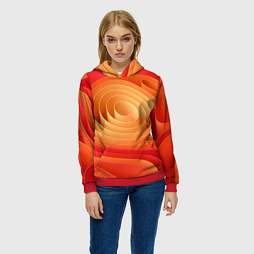 Женская толстовка Оранжевые объемные круги / 3D-Красный – фото 3