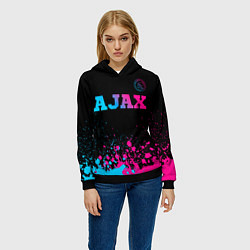 Толстовка-худи женская Ajax - neon gradient посередине, цвет: 3D-черный — фото 2