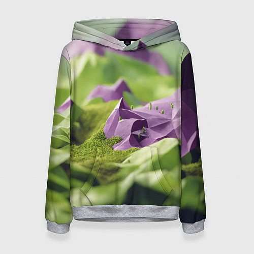 Женская толстовка Геометрический пейзаж фиолетовый и зеленый / 3D-Меланж – фото 1