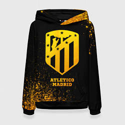 Толстовка-худи женская Atletico Madrid - gold gradient, цвет: 3D-черный