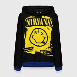 Толстовка-худи женская Nirvana - смайлик, цвет: 3D-синий