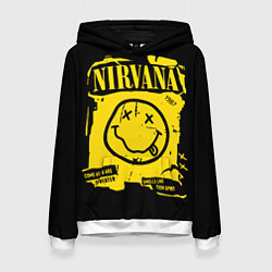 Толстовка-худи женская Nirvana - смайлик, цвет: 3D-белый