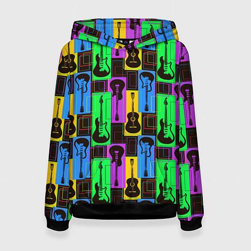 Женская толстовка Красочные гитары / 3D-Черный – фото 1