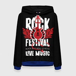 Толстовка-худи женская Rock festival - live music, цвет: 3D-синий