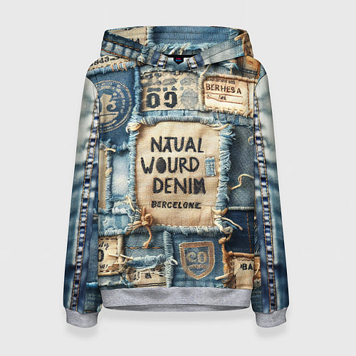 Женская толстовка I love Barcelona - пэчворк / 3D-Меланж – фото 1