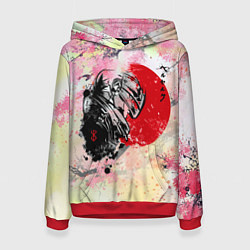 Толстовка-худи женская Berserk sakura samurai, цвет: 3D-красный