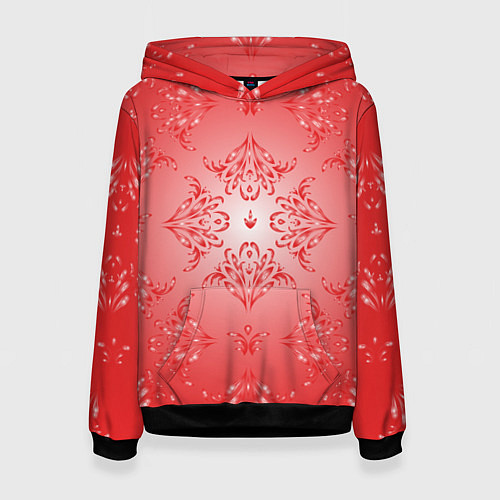 Женская толстовка Красный симметричный узор / 3D-Черный – фото 1