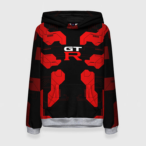 Женская толстовка Nissan GTR - Cyber red / 3D-Меланж – фото 1