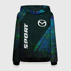 Толстовка-худи женская Mazda sport glitch blue, цвет: 3D-черный