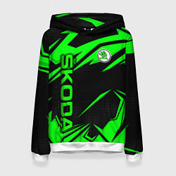 Толстовка-худи женская Skoda - green uniform, цвет: 3D-белый