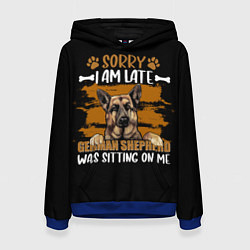 Толстовка-худи женская Немецкая овчарка - german shepherd, цвет: 3D-синий