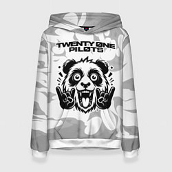 Толстовка-худи женская Twenty One Pilots рок панда на светлом фоне, цвет: 3D-белый
