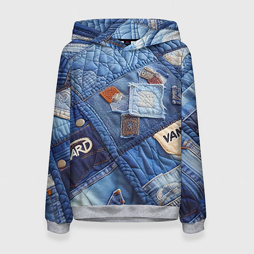 Женская толстовка Vanguard jeans patchwork - ai art / 3D-Меланж – фото 1