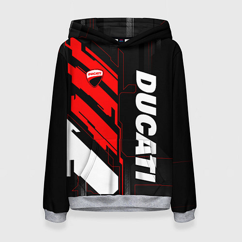 Женская толстовка Ducati - красный технологический / 3D-Меланж – фото 1