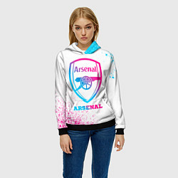 Толстовка-худи женская Arsenal neon gradient style, цвет: 3D-черный — фото 2