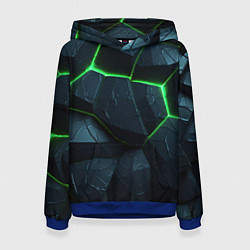 Толстовка-худи женская Abstract dark green geometry style, цвет: 3D-синий