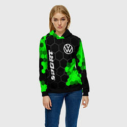 Толстовка-худи женская Volkswagen green sport hexagon, цвет: 3D-черный — фото 2
