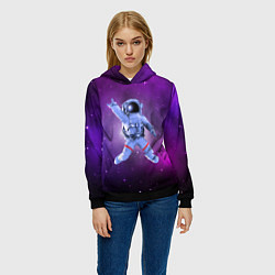 Толстовка-худи женская Космический рок eee космонавт, цвет: 3D-черный — фото 2
