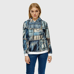 Толстовка-худи женская Patchwork denim - vogue, цвет: 3D-белый — фото 2