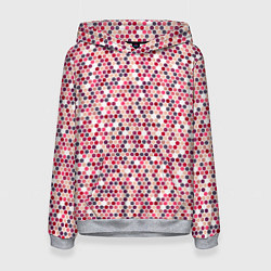 Толстовка-худи женская Паттерн соты розовый, цвет: 3D-меланж
